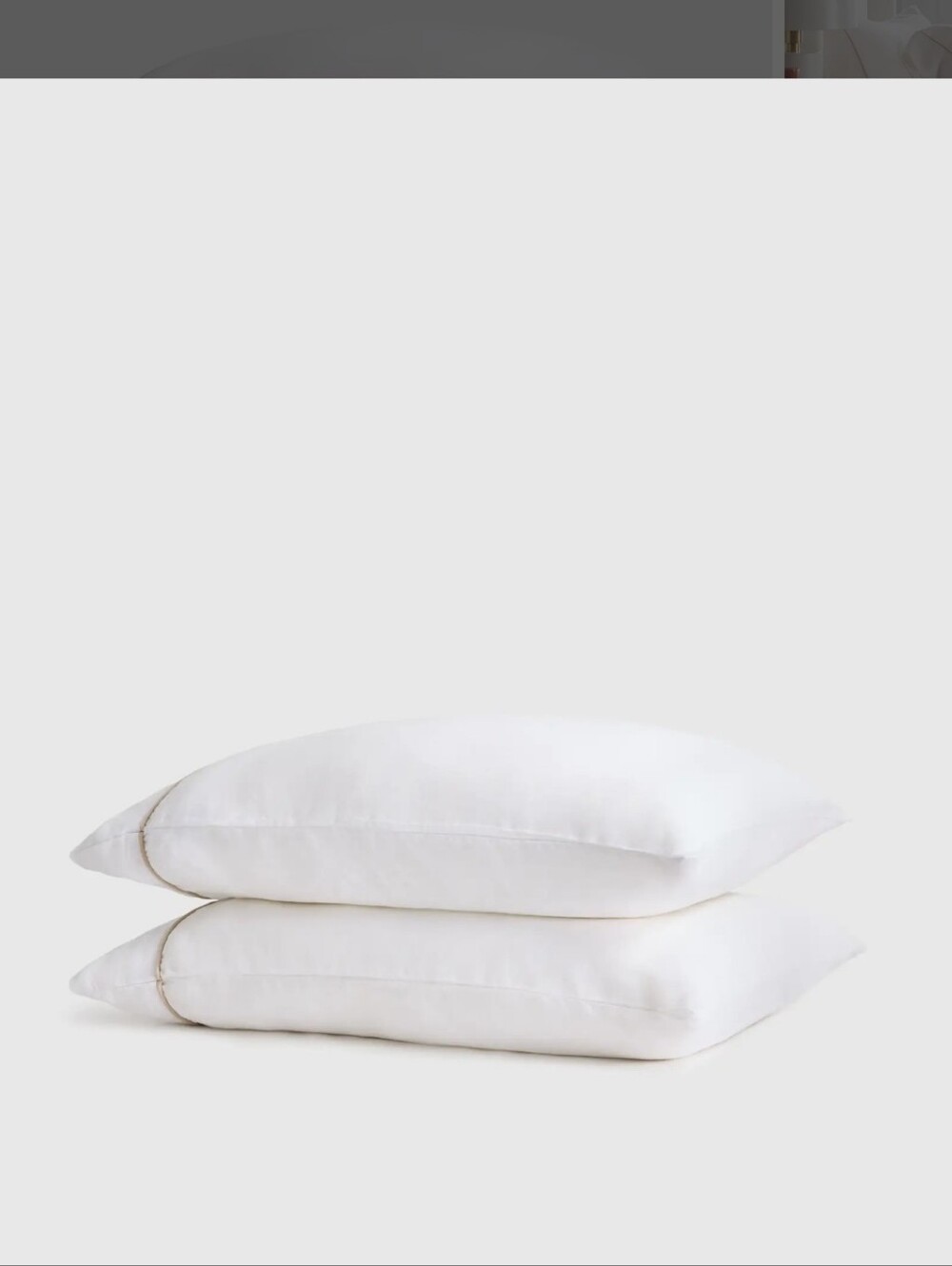 Quince Set Of 2 100% European Linen STANDARD white Toffee Piped Pillow Case